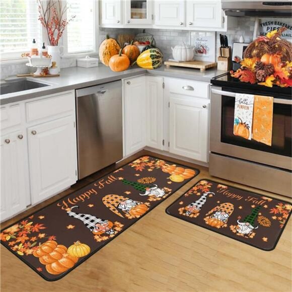 Fall Kitchen Rugs and Mats for Floor, Fall Decorations for Home, 2 Pcs Non-Slip - Picture 3 of 7